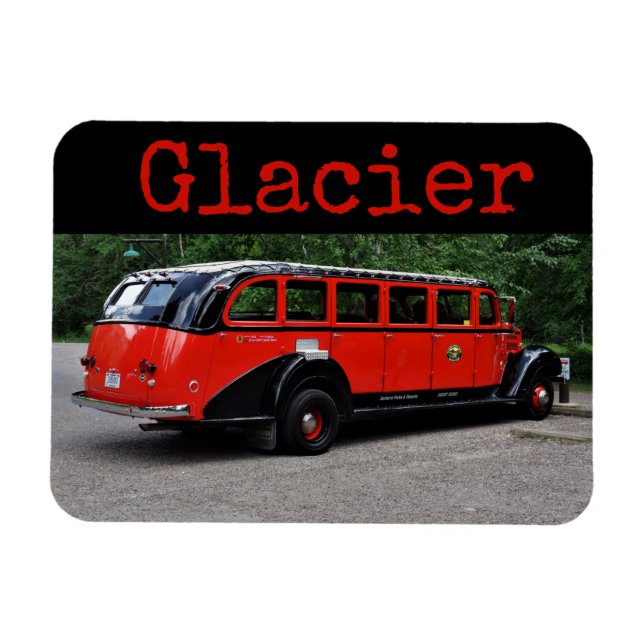 Glacier National Park Red Bus Magnet (Horizontal)