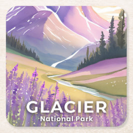 Glacier National Park | Spring Lavender Watercolor Rechteckiger Pappuntersetzer