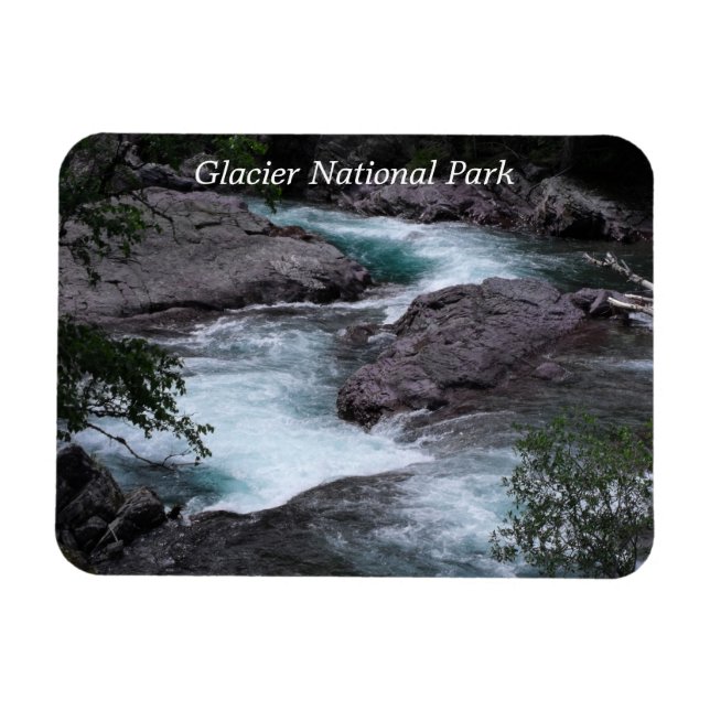 Glacier National Park Stream Foto Magnet (Horizontal)