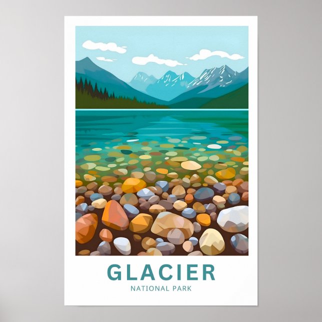Glacier National Park Travel Print Poster (Vorne)