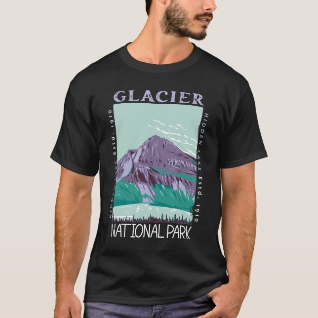 Glacier National Park Versteckter See Retro Not le T-Shirt (Vorderseite)