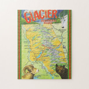 Glacier National Park Vintage Karte Puzzle