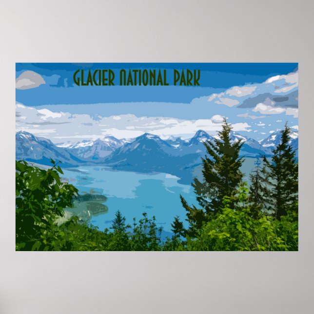 Glacier National Park Vintage Poster (Vorne)