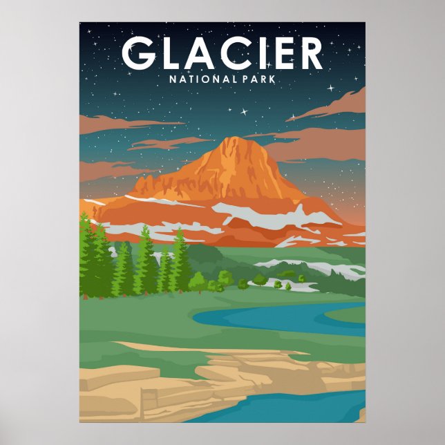 Glacier National Park Vintage Travel Poster (Vorne)