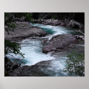 Glacier National Park Woodland Stream Foto Poster