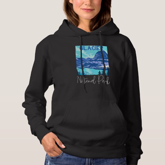 Glacier Nationalpark Berg Außenbereich Vintag Hoodie (Vorderseite)