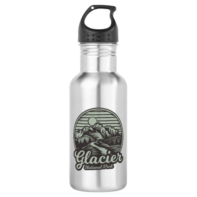Glacier-Nationalpark-Bergpfad Edelstahlflasche (Vorderseite)