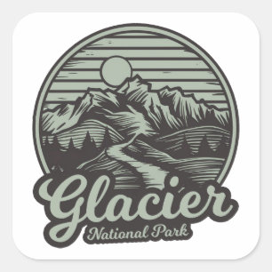 Glacier-Nationalpark-Bergpfad Quadratischer Aufkleber