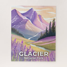 Glacier-Nationalpark | Frühlings-Lavendel-Aquarell Puzzle
