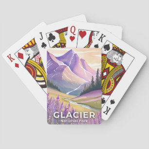Glacier-Nationalpark   Frühlings-Lavendel-Aquarell Spielkarten
