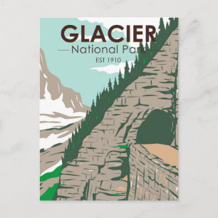 Glacier-Nationalpark Going-to-the-Sun-Straße Retro Postkarte