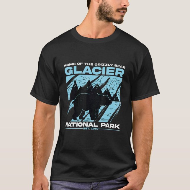 Glacier Nationalpark Grizzly Bär Wandern T-Shirt (Vorderseite)