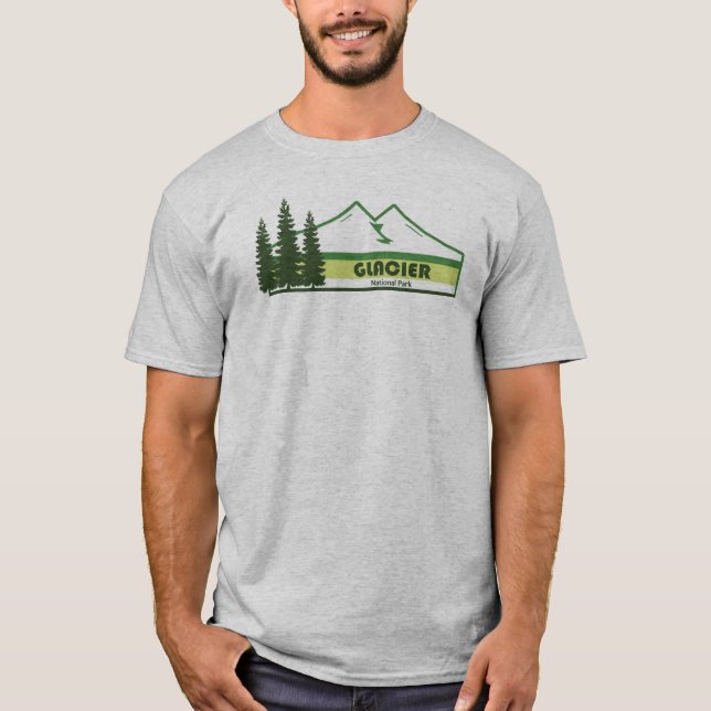 Glacier Nationalpark Grüne Streifen T-Shirt (Vorderseite)