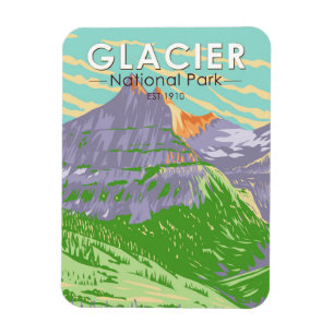 Glacier Nationalpark im Frühjahr Montana Vintag Magnet