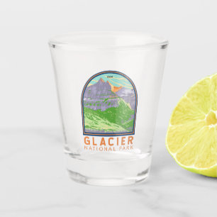 Glacier Nationalpark im Frühjahr Montana Vintag Schnapsglas