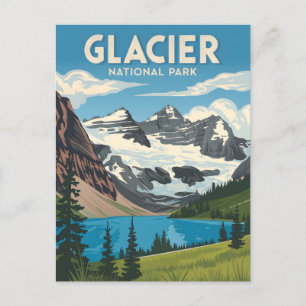 Glacier-Nationalpark im Vintage-Stil Postkarte