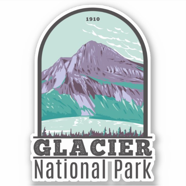 Glacier Nationalpark Montana Hiddlen Aufkleber (Vorderseite)