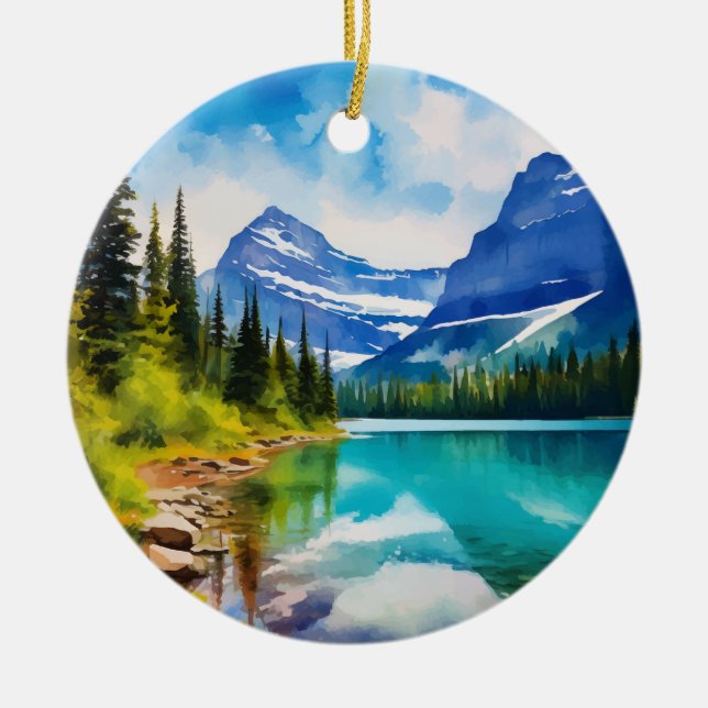 Glacier Nationalpark Montana Keramik Ornament (Vorne)