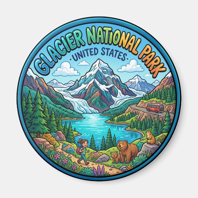 Glacier-Nationalpark Montana Magnet (Vorne)