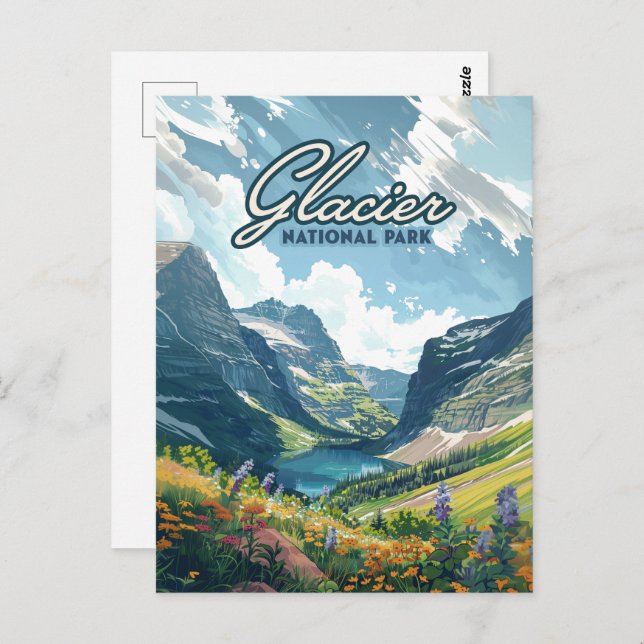 Glacier Nationalpark Montana Postkarte (Vorne/Hinten)