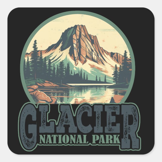 Glacier Nationalpark Montana Quadratischer Aufkleber (Vorderseite)