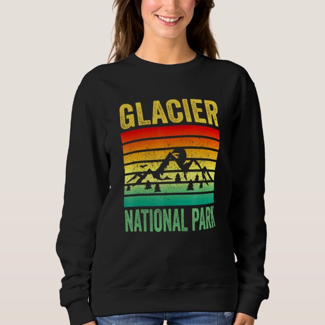 Glacier Nationalpark Montana Retro Sweatshirt (Vorderseite)