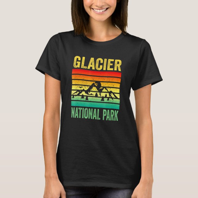 Glacier Nationalpark Montana Retro T-Shirt (Vorderseite)
