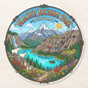 Glacier-Nationalpark Montana Runder Pappuntersetzer
