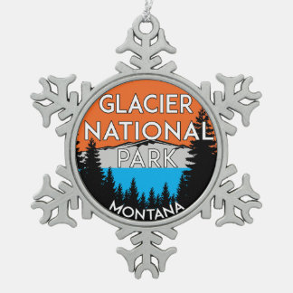 Glacier Nationalpark Montana Schneeflocken Zinn-Ornament