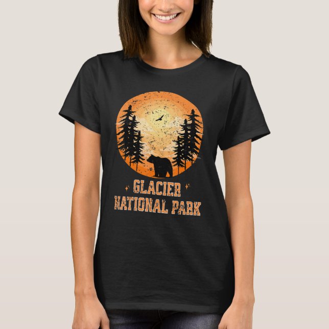 Glacier Nationalpark Montana Vintag L T-Shirt (Vorderseite)