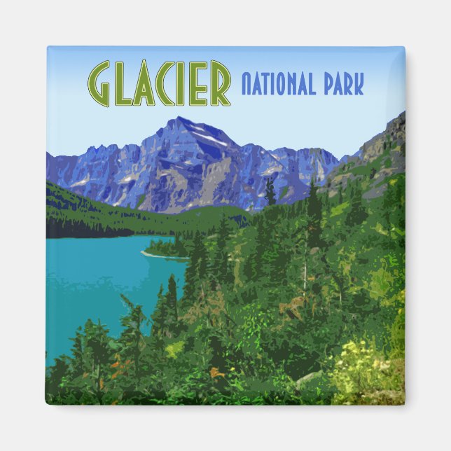 Glacier Nationalpark Montana Vintag Magnet (Vorne)