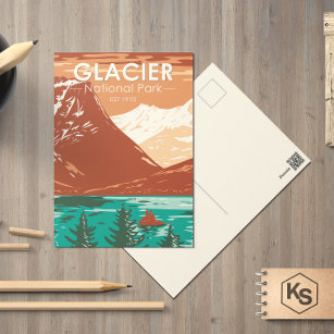 Glacier Nationalpark Montana Vintag Postkarte