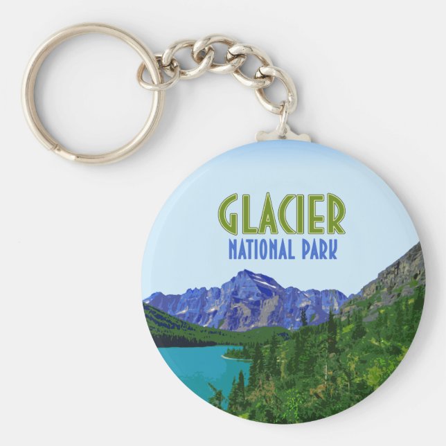 Glacier Nationalpark Montana Vintag Schlüsselanhänger (Vorne)