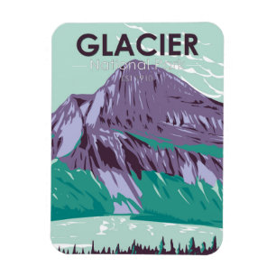 Glacier Nationalpark Montana Vintager See Magnet