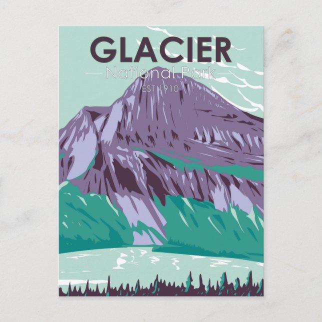 Glacier Nationalpark Montana Vintager See Postkarte (Vorderseite)