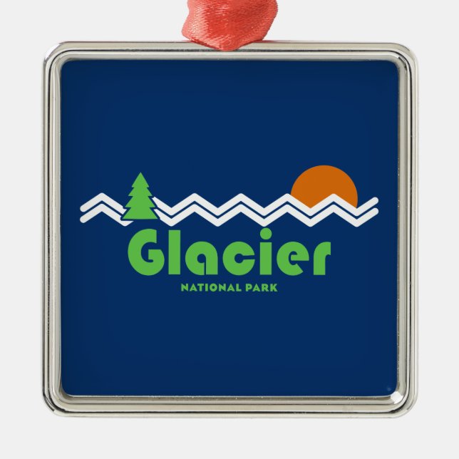 Glacier Nationalpark Retro Ornament Aus Metall (Vorne)