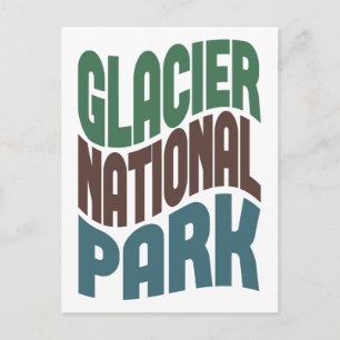 Glacier Nationalpark Retro Wave Postkarte