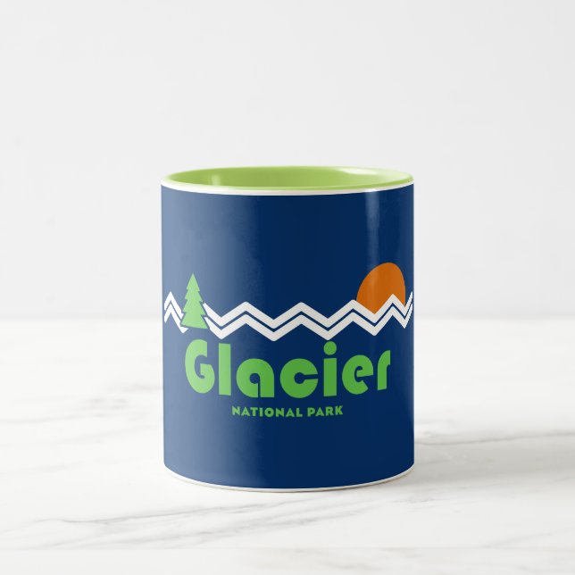 Glacier Nationalpark Retro Zweifarbige Tasse (Mittel)