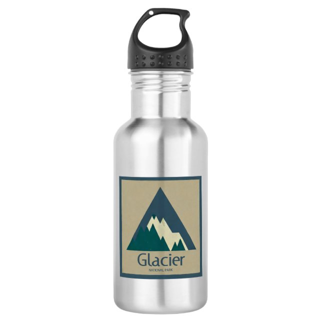 Glacier Nationalpark Rustikal Edelstahlflasche (Vorderseite)