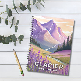 Glacier-Nationalpark | Spring Lavendel Watercolor Notizblock