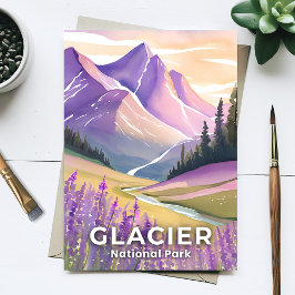 Glacier-Nationalpark | Spring Lavendel Watercolor Postkarte