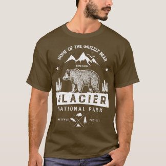Glacier Nationalpark Vintag Montana Bär Men Wom T-Shirt