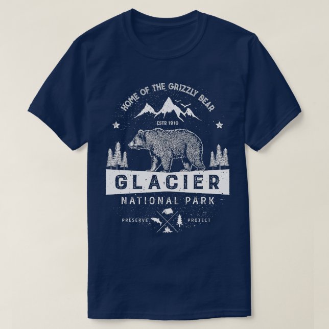Glacier Nationalpark Vintag Montana Bären Männer T-Shirt (Design vorne)