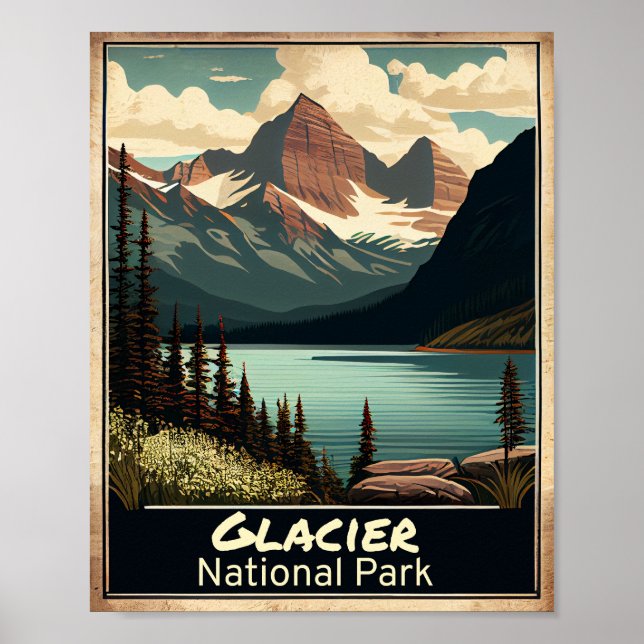Glacier Nationalpark Vintag Poster (Vorne)