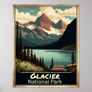 Glacier-Nationalpark Vintage Poster