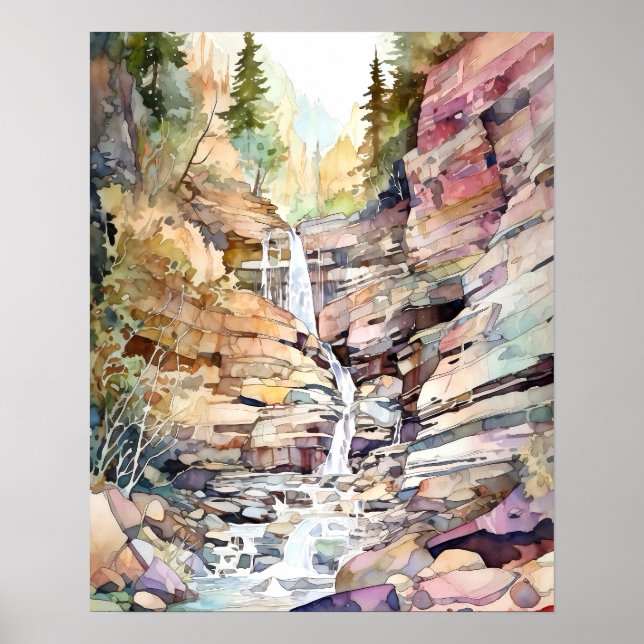 Glacier Nationalpark Watercolor Poster (Vorne)