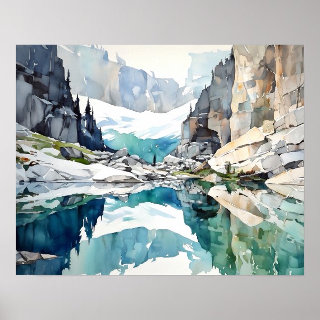 Glacier Nationalpark Watercolor Poster (Vorne)