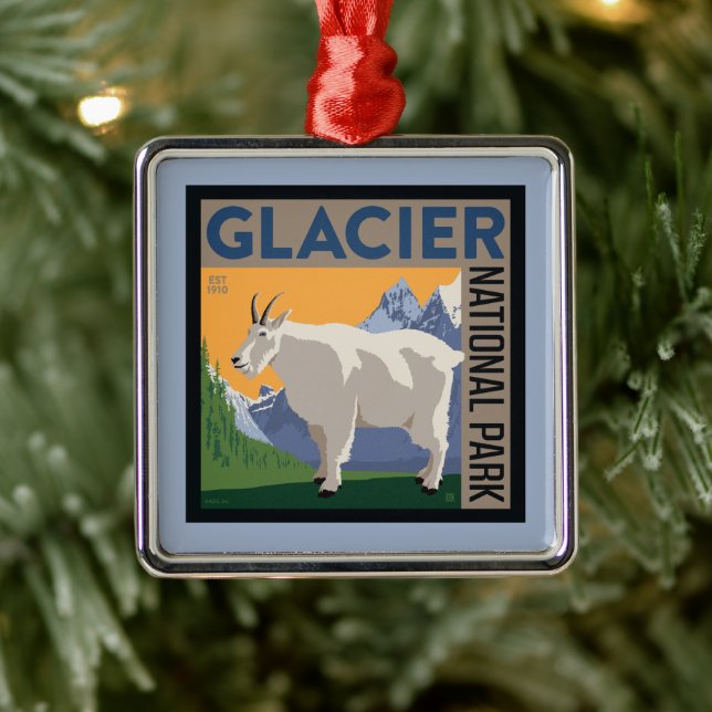 Glacier-Nationalpark | Ziege Ornament Aus Metall (Baum)