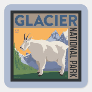 Glacier-Nationalpark   Ziege Quadratischer Aufkleber