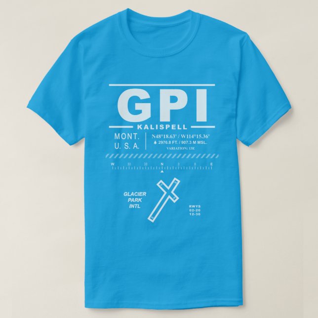 Glacier Park International Airport GPI T-Shirt (Design vorne)